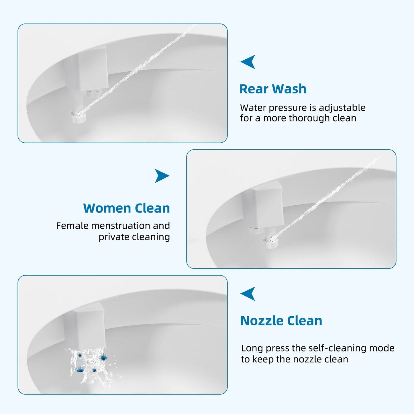 Dual Nozzle Non-Electric Bidet Attachment for Toilet – Adjustable Water Pressure Feminine & Rear Wash Cold Water Sprayer Hygiene Cleaner
