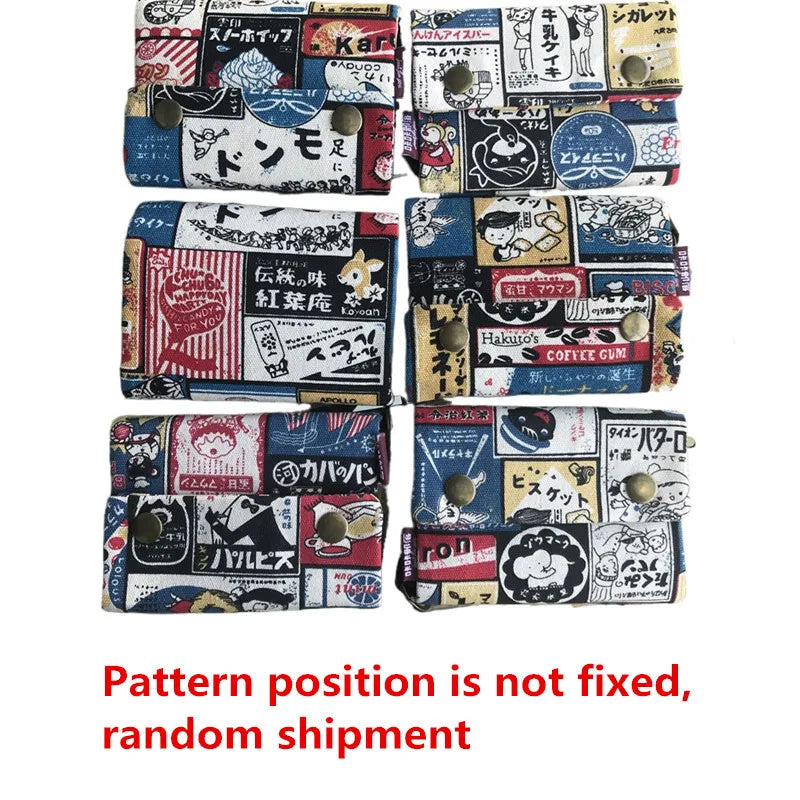 Handmade Three-Fold Fabric Wallet — Short Zipper Purse for Women & Men, Multi-Function Card & Key Holder for Teens