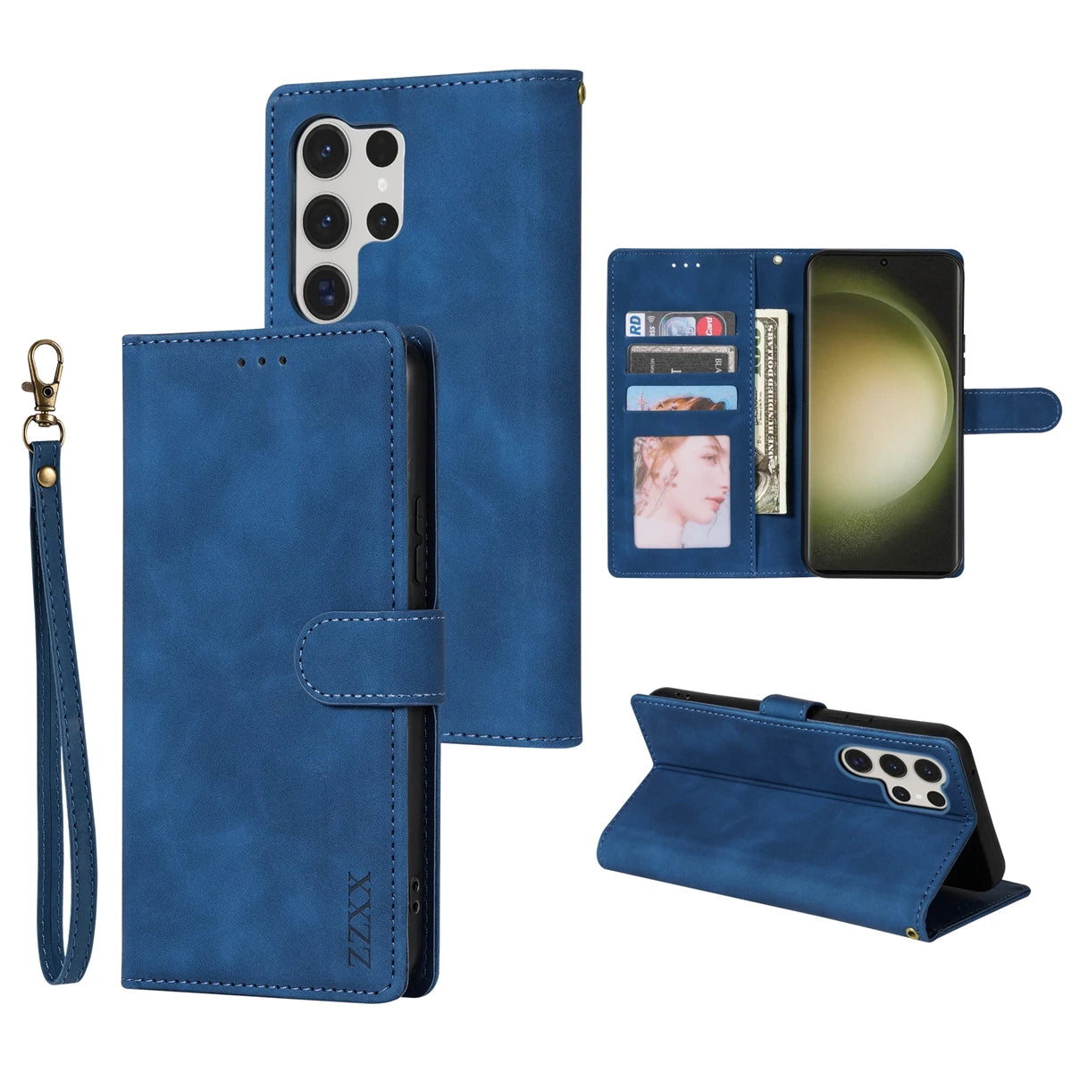 Magnetic Leather Wallet Case for Samsung Galaxy S25 Ultra–S8 – Skin-Friendly Flip Cover with Card Slots & Stand Function