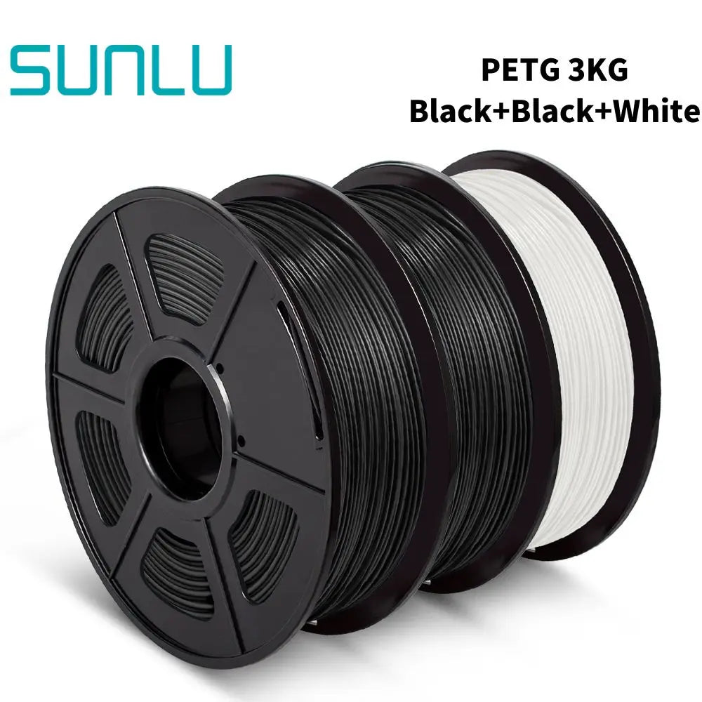 SUNLU PETG 3D Printer Filament 1.75mm ±0.02mm – 3 Rolls 1KG Each, Neatly Wound Vacuum-Sealed Printing Material