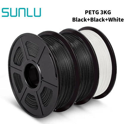 SUNLU PETG 3D Printer Filament 1.75mm ±0.02mm – 3 Rolls 1KG Each, Neatly Wound Vacuum-Sealed Printing Material