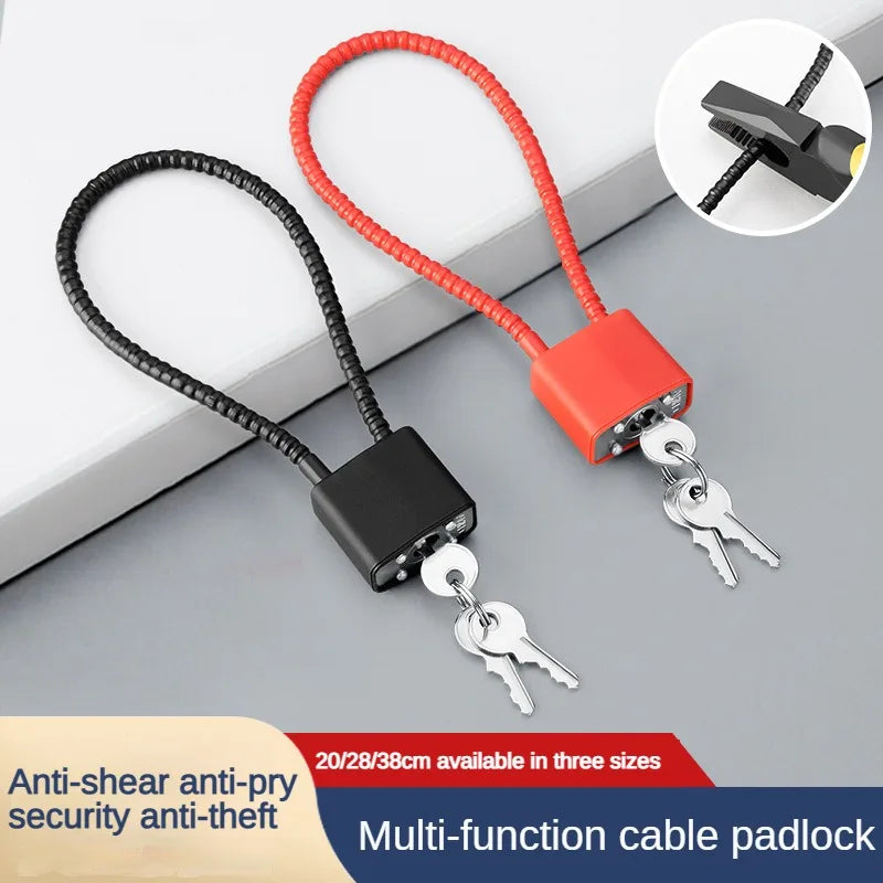 Safety Anti-Theft Hardened Steel Cable Lock – 20/28/38cm Portable Padlock for Guns, Lockers & Outdoor Security