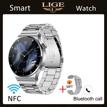 LIGE 2023 ECG+PPG Smartwatch for Men – AMOLED Touchscreen, Bluetooth Call, NFC, Waterproof Sports Watch for Android & iOS