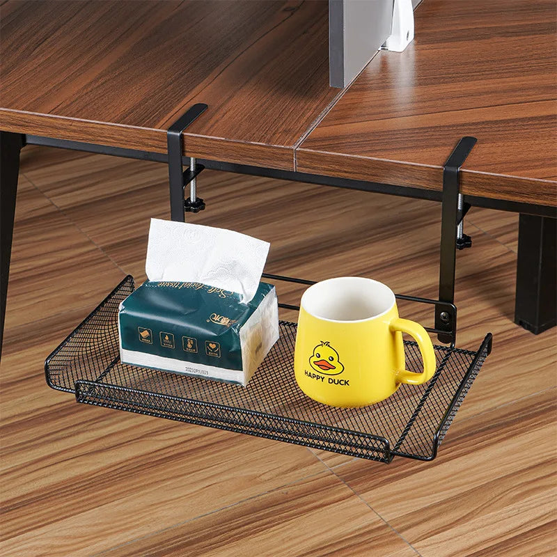 Under-Desk Cable Management Tray – No-Drill Steel Wire Organizer Rack & Storage Shelf