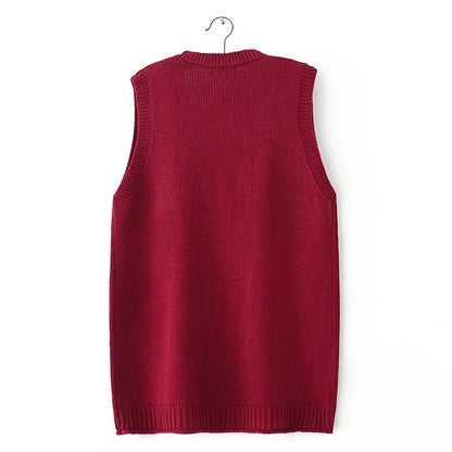Plus Size Women's Embroidered Hollow Knit Sweater Vest – V-Neck Cardigan, Casual Autumn Fashion, E2 3023