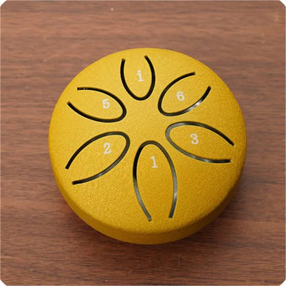 3-Inch 6-Tone Steel Tongue Drum — Mini Hand Percussion Instrument with Ethereal Drum Sticks for Outdoor & Rain Drum Music