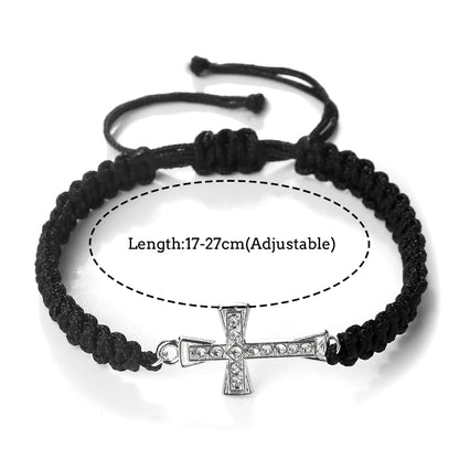 Red Crystal Cross Bracelet - Jesus Prayer Meditation Braided Healing Jewelry Gift for Couples