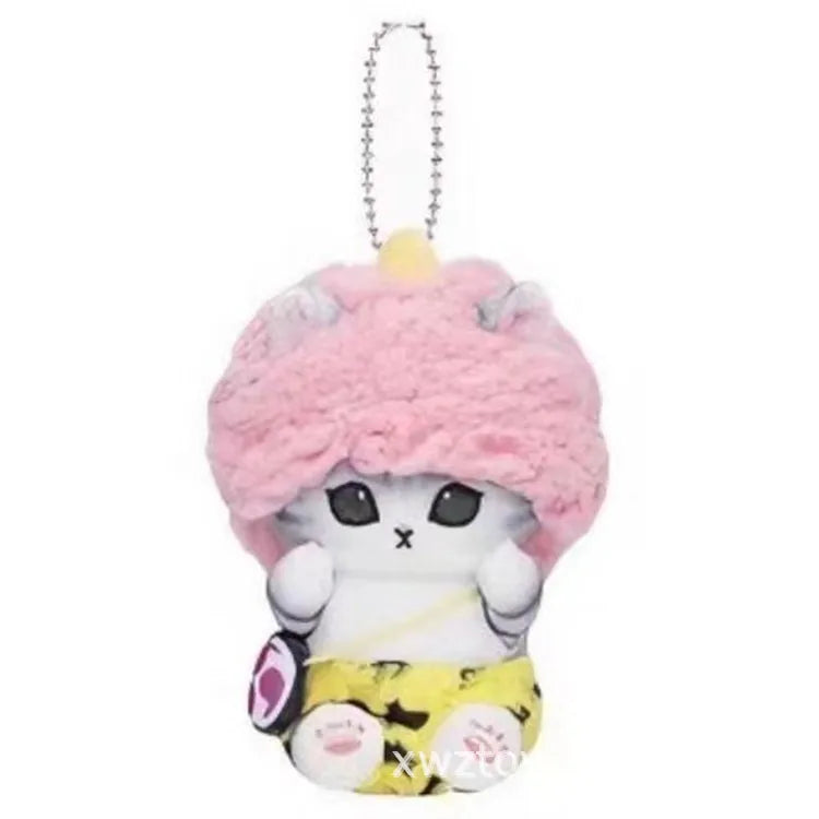Hot Kawaii Plush Keychain Pendant — Mofusand Shark Cat & Cross-Dressing Hello Kitty/Kuromi Backpack Charm