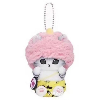 Hot Kawaii Plush Keychain Pendant — Mofusand Shark Cat & Cross-Dressing Hello Kitty/Kuromi Backpack Charm