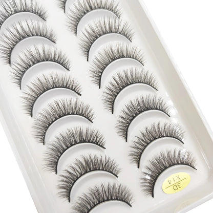 10 Pairs 3D Mink False Eyelashes – Soft Natural Cross Messy Dense Lash Extensions Makeup