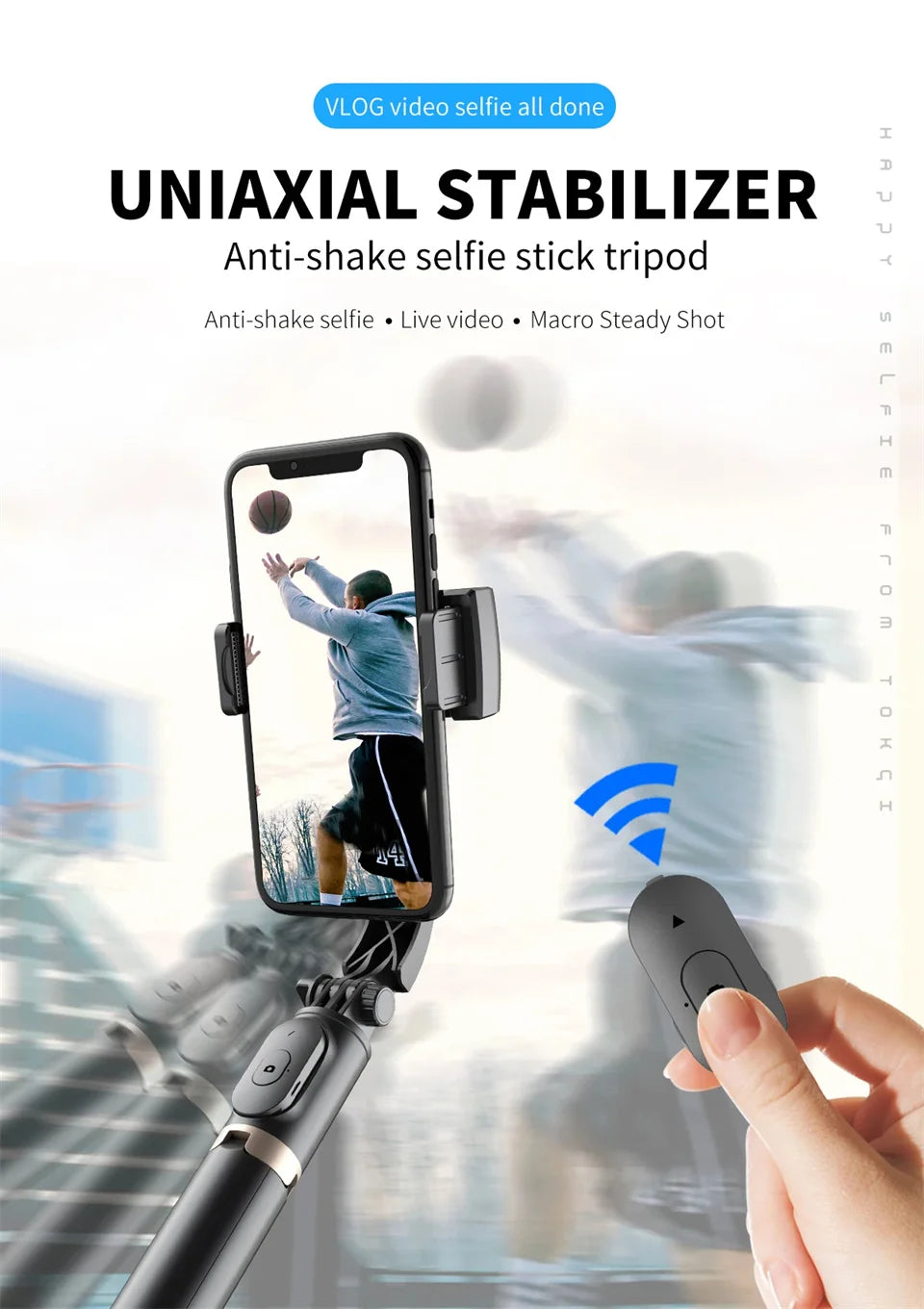 Q08 Handheld Gimbal Stabilizer with Selfie Stick & Fill Light – Bluetooth Tripod for Smartphone & Action Camera