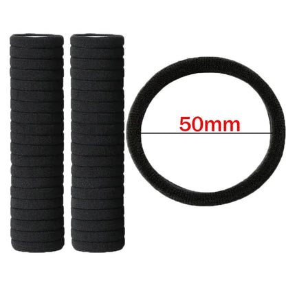 10/100PCS Black Elastic Hair Bands - Simple Rubber Scrunchies & Ponytail Holders for Women & Girls (2-5cm)