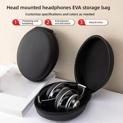 Shockproof Black Headphone Carrying Case – Portable Travel Pouch for Earphones & Headsets