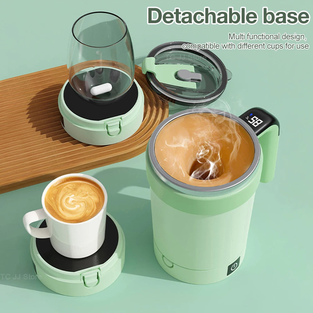 Automatic Rechargeable Electric Coffee Cup Stirrer – Stainless Steel Magnetic Self-Stirring Mug with Detachable Base