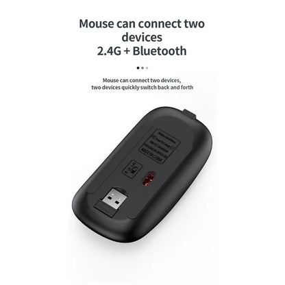 Gray Bluetooth 5.0 & 2.4G Wireless Keyboard Mouse Combo – Rechargeable Full Size Keyboard for Notebook & Laptop
