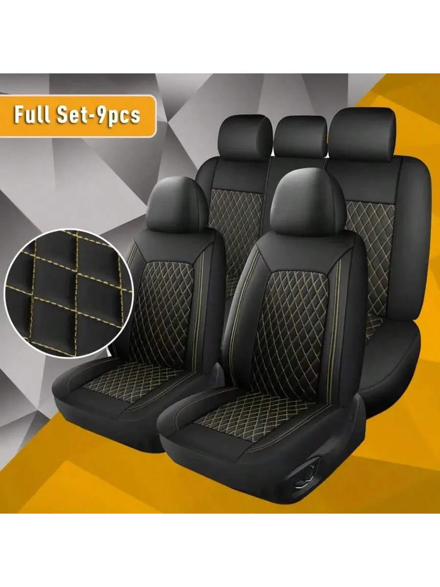 Universal PU Leather Driver Seat Cover - Single-Line Diamond Grid Car Seat Protector