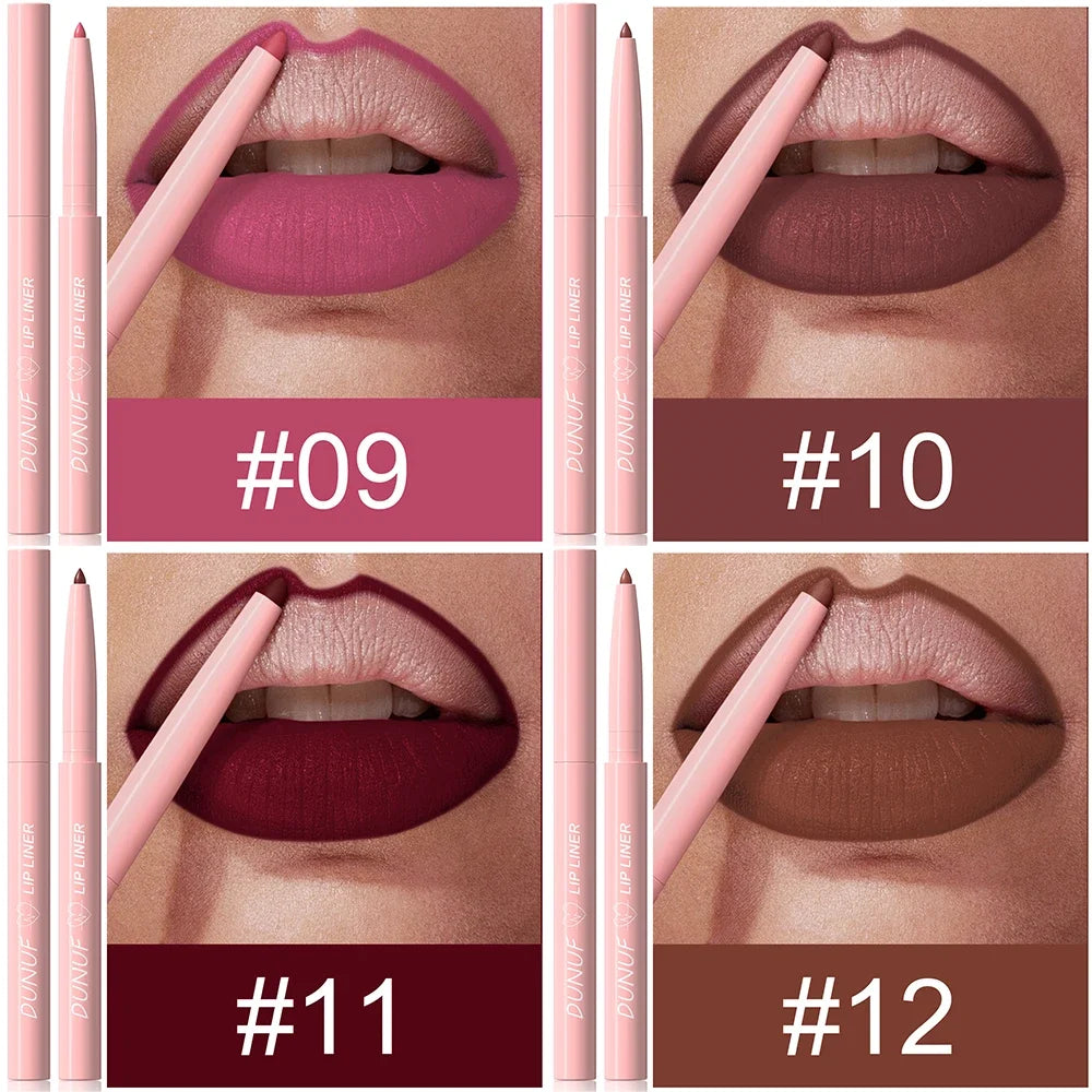 Matte Red Brown Lip Liner Pencil – Waterproof Slim Lip Contour Pen with Tapered Nib Long-Lasting Lip Stain