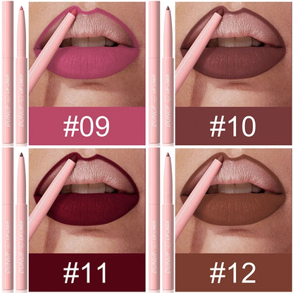 Matte Red Brown Lip Liner Pencil – Waterproof Slim Lip Contour Pen with Tapered Nib Long-Lasting Lip Stain