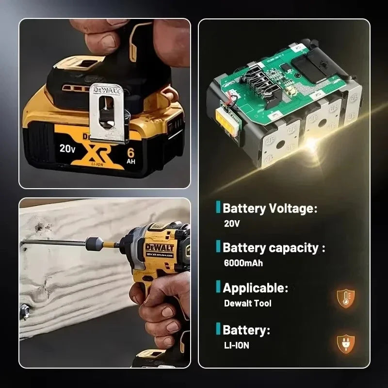 DEWALT 20V 6Ah Lithium-Ion Battery - Rechargeable Power Tool Replacement Battery