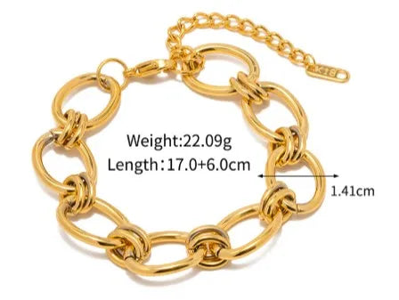 Women’s Chunky Gold Toggle Chain Bracelet – Stainless Steel OT Buckle Link Bracelet, Tarnish-Free Bold Fashion Jewelry