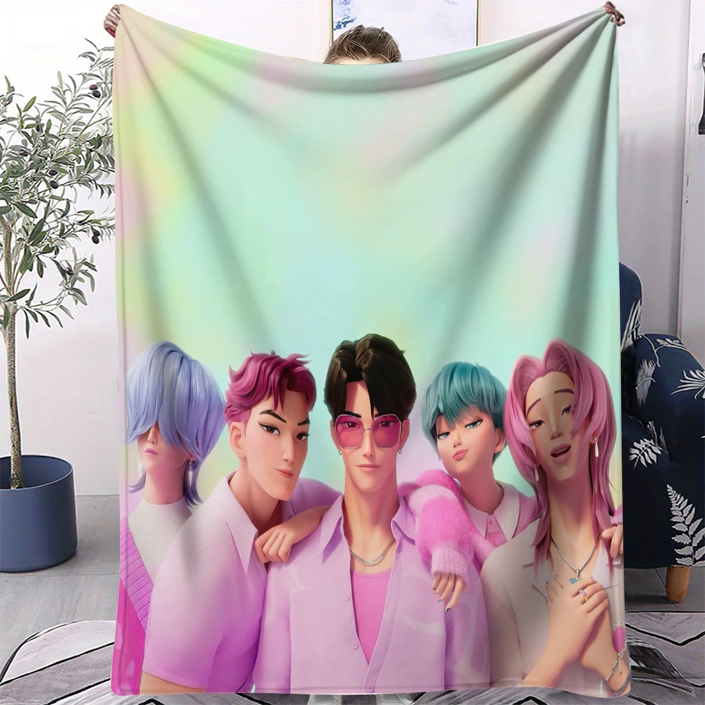 K-Pop Demon Hunters Flannel Blanket – 31 Styles Anime Throw for Home, Travel & Camping Fan Gift