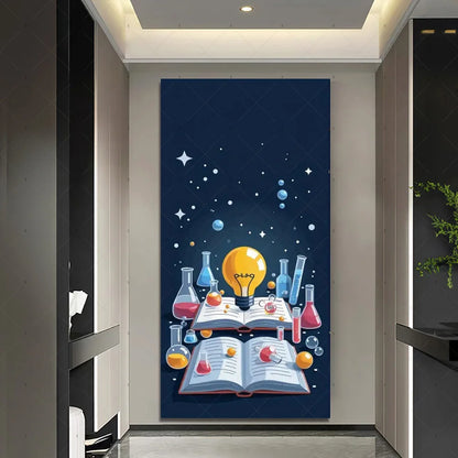 Chemistry Lab Door Cover Backdrop – Science Experiment Party Decoration & Photography Props with Laboratory Equipment Theme