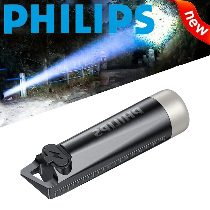 Philips SFL1121 Mini LED Flashlight - Rechargeable EDC Keychain Light for Camping, Hiking, and Everyday Use