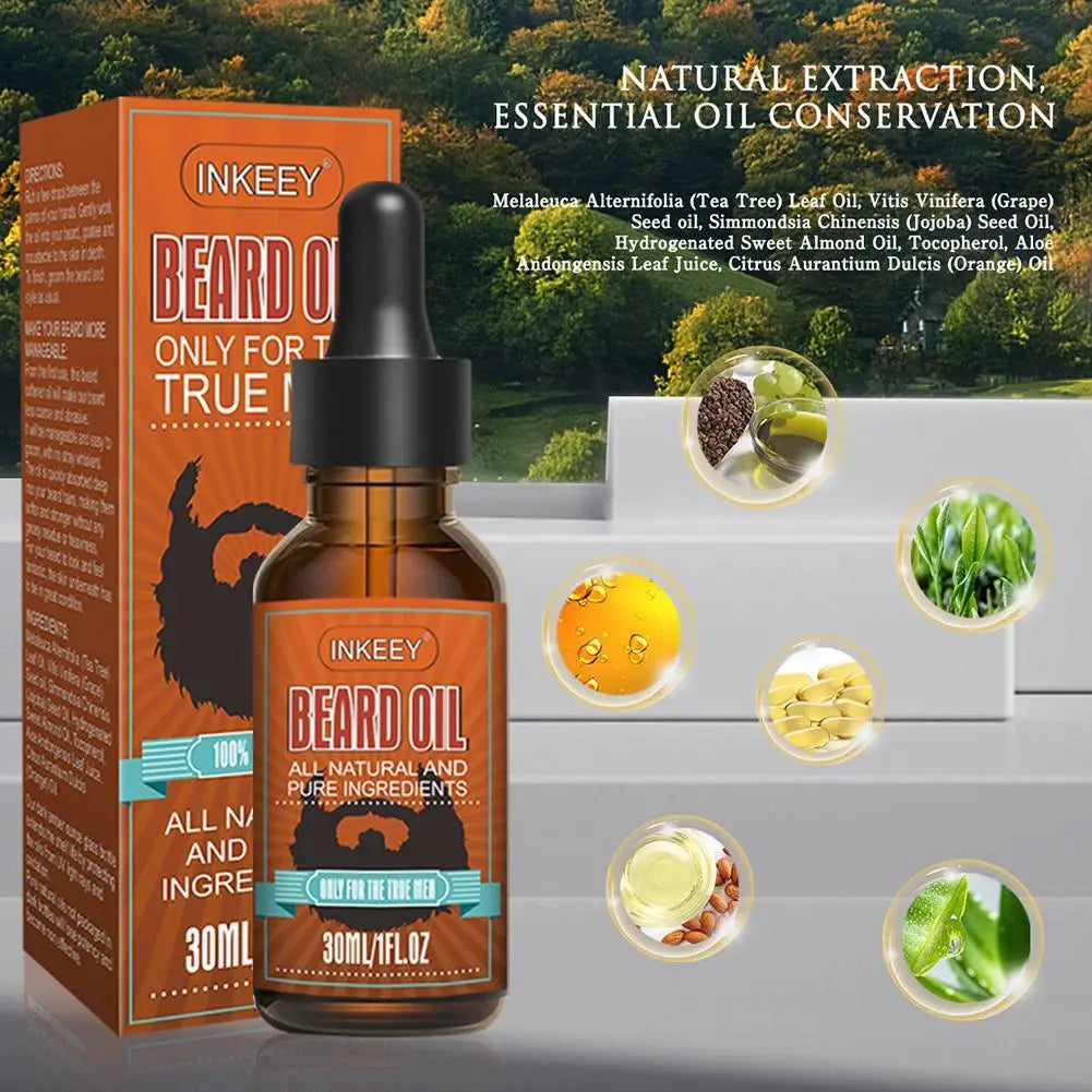 30ml Men’s Beard Growth Oil Serum – Nourishing Beard Care Treatment for Softening, Strengthening, Thickening & Styling Facial Hair Grooming Oil