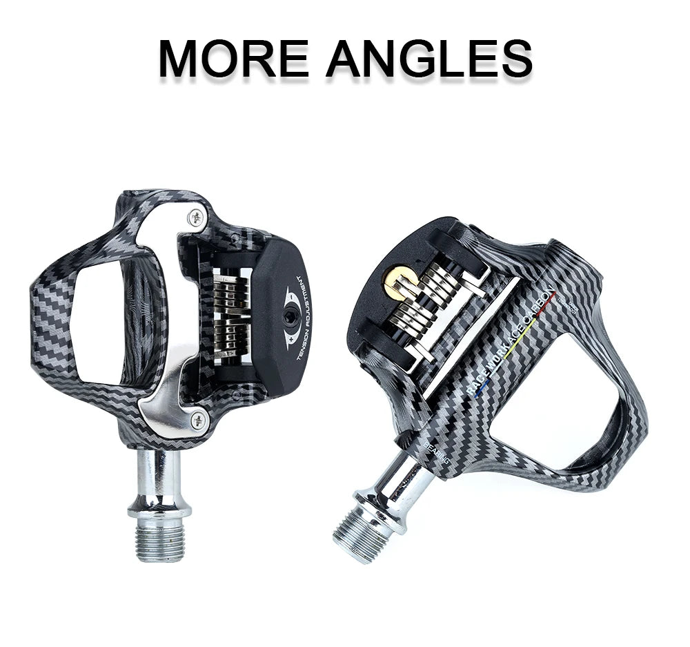 RACEWORK Carbon Fiber Road Bike Pedals Ultra-Light SPD Keo Self-Locking Professional Cycling Pedals