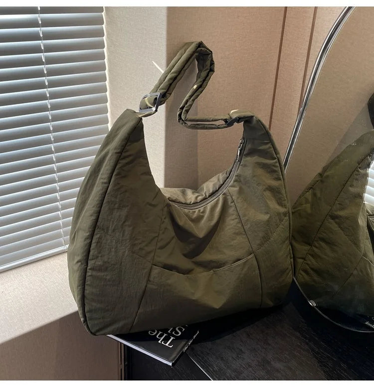2025 Trendy Women's Soft Cloth Shoulder Bag – Solid Color, Y2K Casual Style, Crossbody Handbag for Students