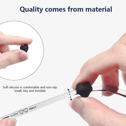 2 Pairs Heart Silicone Ear Hooks – Anti-Slip Eyeglasses Grip, Retainer Fastener Accessories