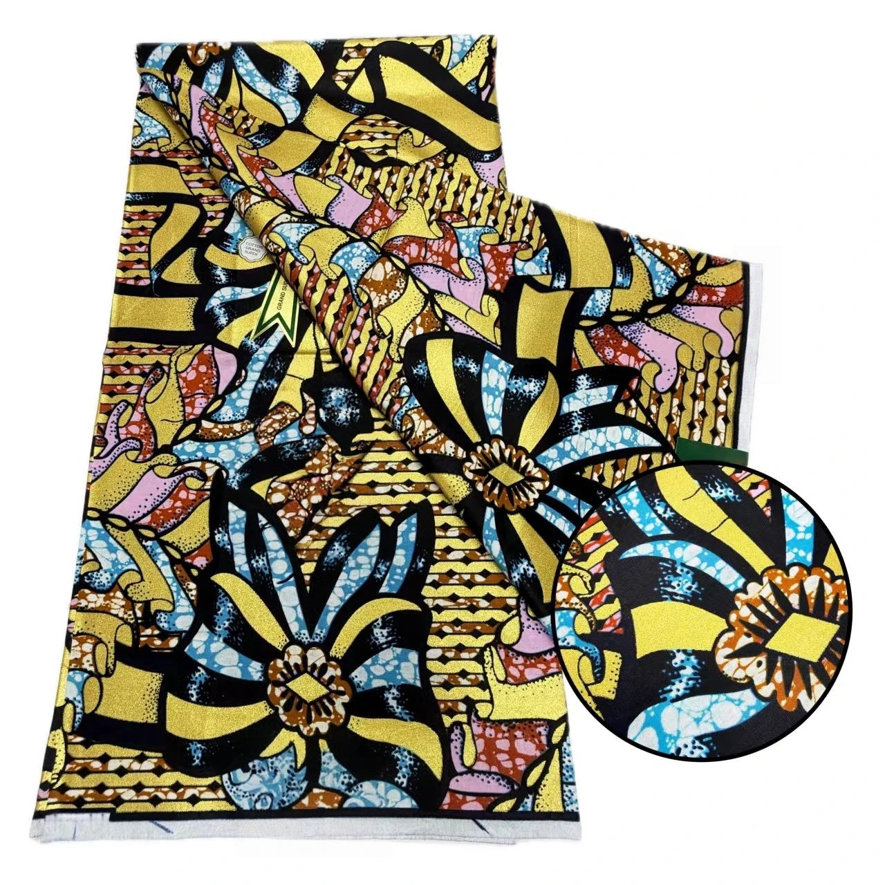 Original African Wax Print Fabric - 6 Yards 100% Cotton Nigerian Ankara Sewing Material for Women’s Dresses