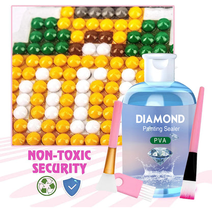 Diamond Painting Sealer Glue Kit - 120ML Puzzle Glue with 3 Brushes and Accessories