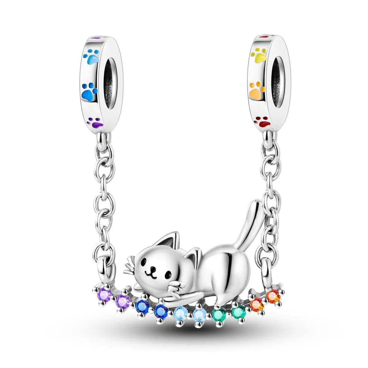 MULA Chameleon Silver-Plated Charm with Color-Changing Crystal Ball - DIY Snake Chain Bracelet Jewelry Gift for Women