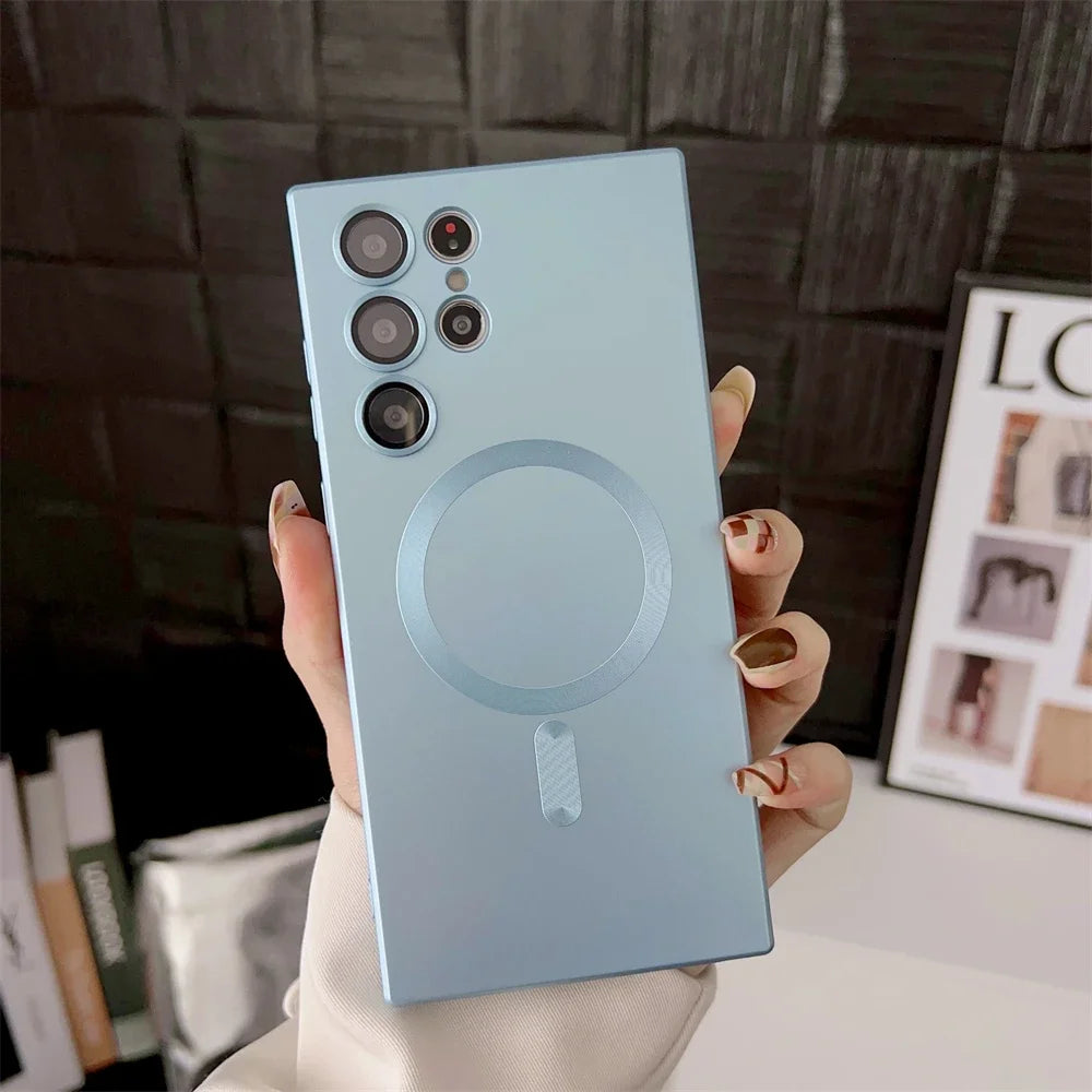 Luxury Matte Magnetic Case for Samsung S25/S24/S23/S22 Ultra & S21/S20 Plus – Magsafe Compatible Note 20 Ultra Phone Cover