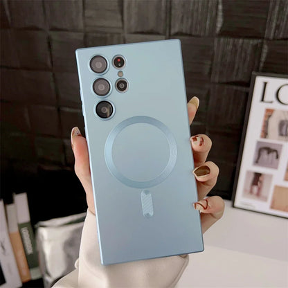 Luxury Matte Magnetic Case for Samsung S25/S24/S23/S22 Ultra & S21/S20 Plus – Magsafe Compatible Note 20 Ultra Phone Cover