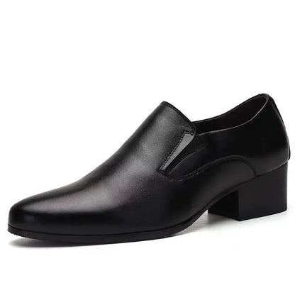 Men’s Genuine Leather Pointed Toe Shoes - Business Wedding Dress Loafers with Stylish Formal Design