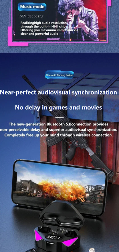 NEW AIR X15 Wireless Gaming Earphones — Bluetooth Low-Latency 65ms Earbuds, Gamer Headset with Mic Handsfree