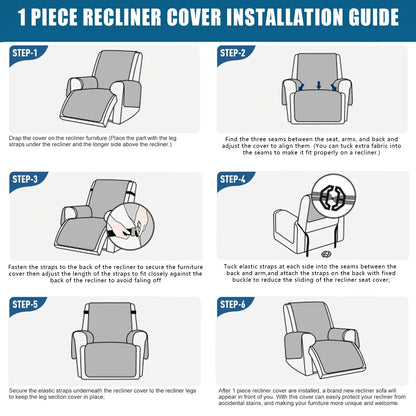 100% Waterproof Recliner Chair Cover – Non-Slip Recliner Slipcover with Pocket for Bedroom, Office & Living Room