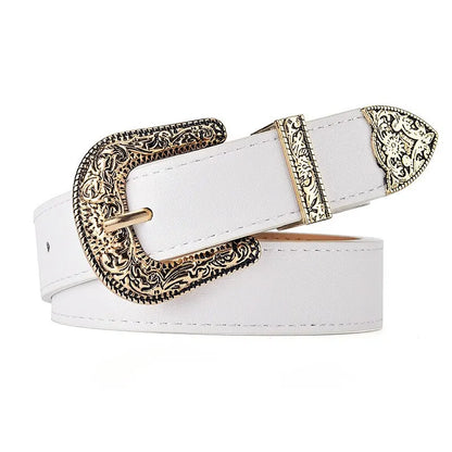 Vintage Carved Needle Buckle Belt — PU Leather Punk Hip Hop Rock Style Unisex Jeans Belt, Y2K Fashion Accessory