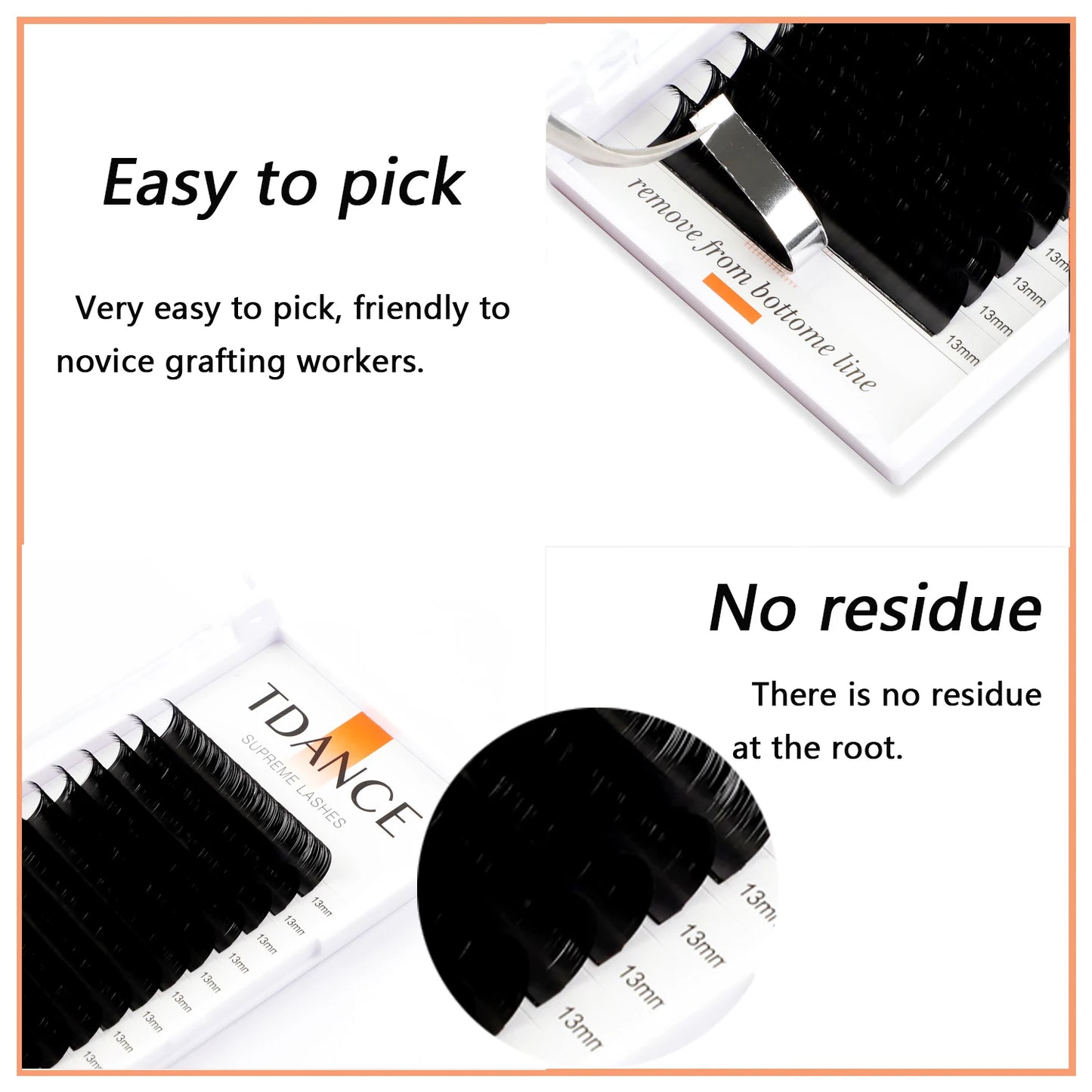 TDANCE Classic Korean PBT Faux Mink Eyelash Extensions – 16 Row Matte Black Russian Volume Individual Lashes for Professional Makeup & Salon Use