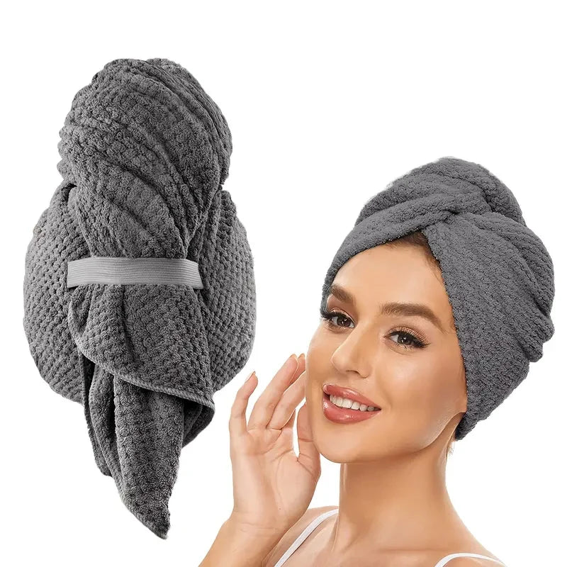 Extra Large Microfiber Hair Towel Wrap – Quick Dry, Ultra-Absorbent Soft Turban with Elastic Band