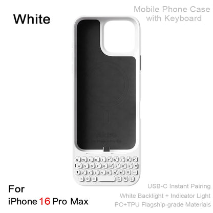 Magnetic Phone Case with Keyboard - All-in-One Wired External Keyboard Case for iPhone 16 Pro Max & 17 Pro Max