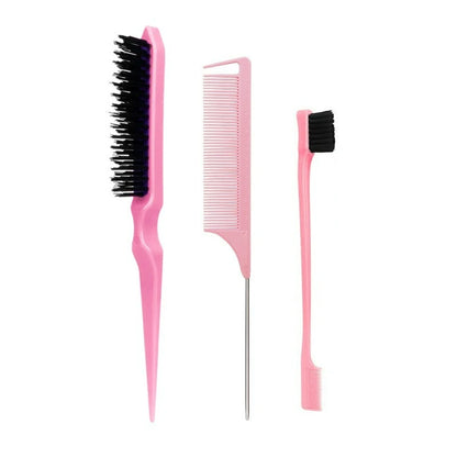 New Three-Piece Hair Brush Set – Sharp-Tail Comb, Three-Row Hair Comb, Steel Needle Mouse Tail Comb & Eyebrow Brush Tool