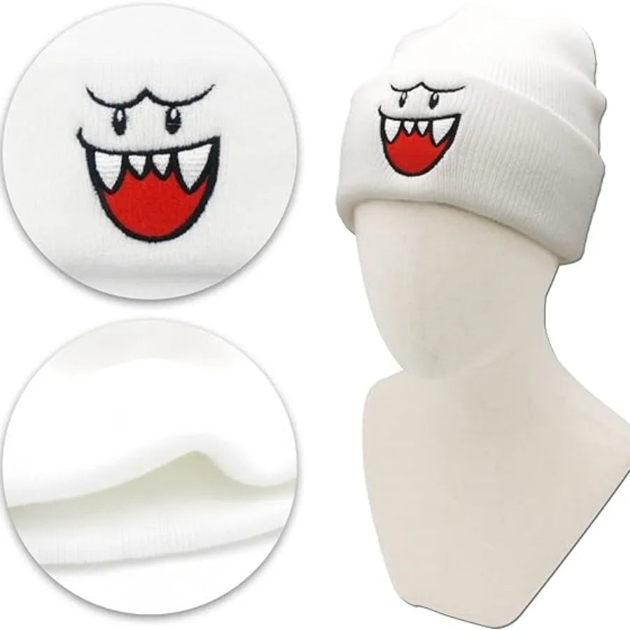 Cozy Happy Face Embroidered Knit Hat – Cute Warm Winter Beanie for Men, Perfect Christmas Gift