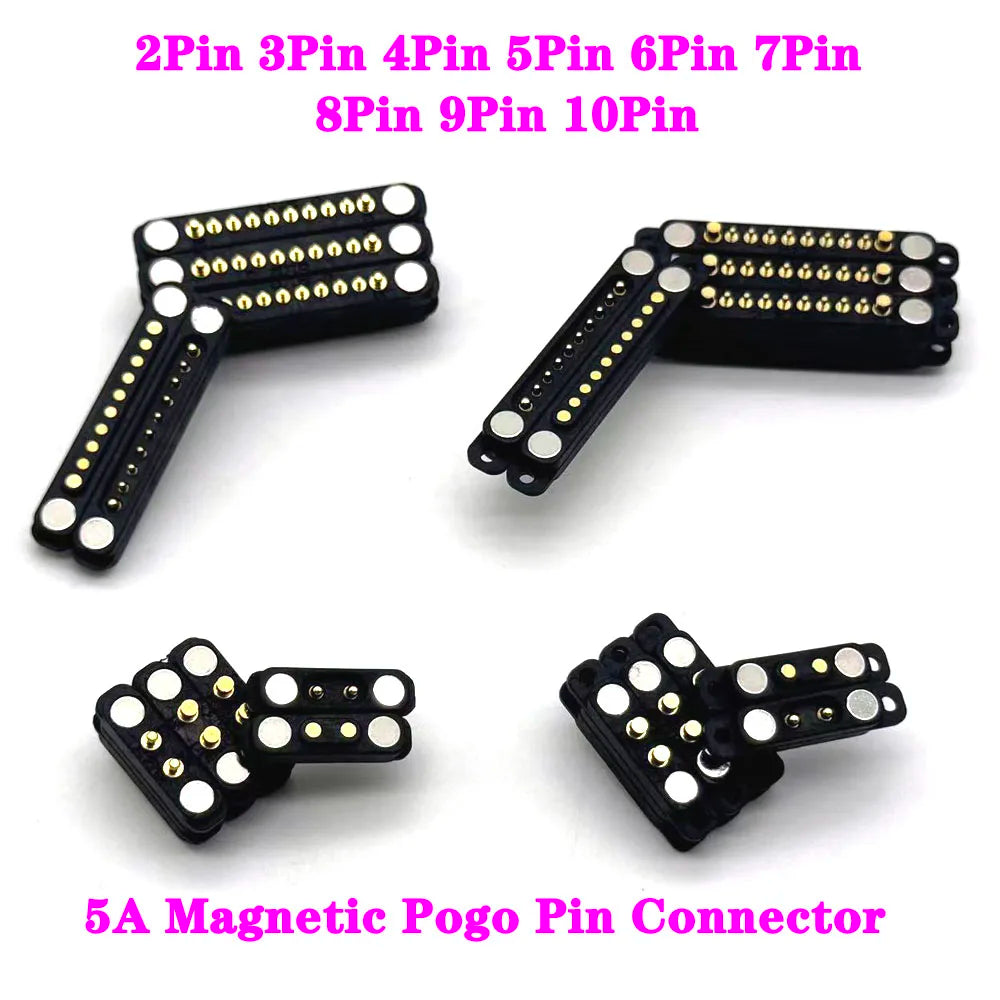 Magnetic Pogo Pin Connector - 5A Waterproof High-Current Spring Probe Male Female DC Charging Connector, 2/3/4/5/6/7/8 Pin