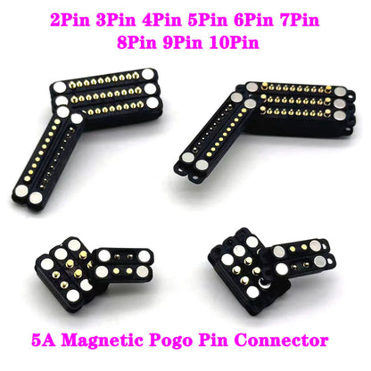 Magnetic Pogo Pin Connector - 5A Waterproof High-Current Spring Probe Male Female DC Charging Connector, 2/3/4/5/6/7/8 Pin