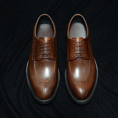 Men’s Genuine Leather Oxford Derby Shoes - Handmade Lace-Up Wedding, Party and Formal Business Dress Shoes
