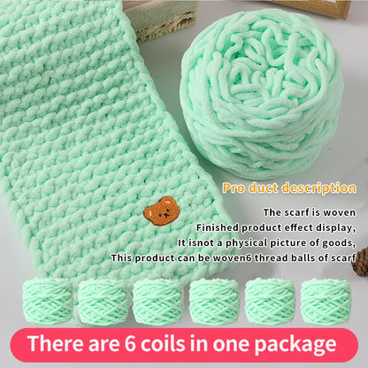 6 Yarn Balls + Teddy Bear DIY Craft Kit – Handmade Thick Woven Scarf Thread Set for Knitting, Jewelry & Creative Gift Making