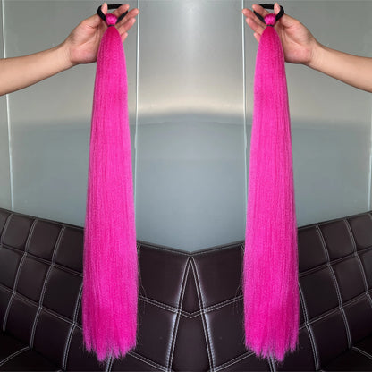 2Pcs Purple Synthetic Ponytail Extensions – Long Straight Hair Accessories with Rubber Bands for Women & Halloween